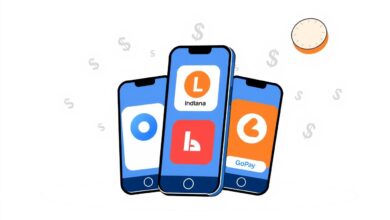 Ilustrasi berbagai aplikasi dompet digital populer di Indonesia seperti OVO, Dana, dan LinkAja