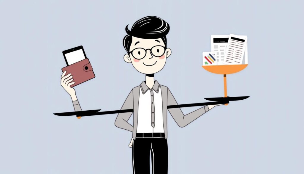 Ilustrasi keseimbangan antara teknologi dompet digital dan disiplin keuangan