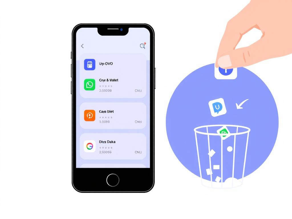 Ilustrasi membatasi penggunaan aplikasi dompet digital menjadi hanya dua aplikasi utama