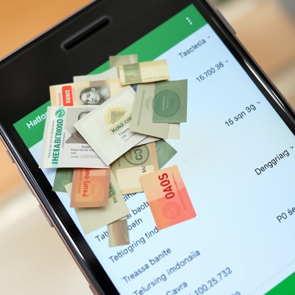 Ilustrasi riwayat transaksi dompet digital yang tidak terorganisir