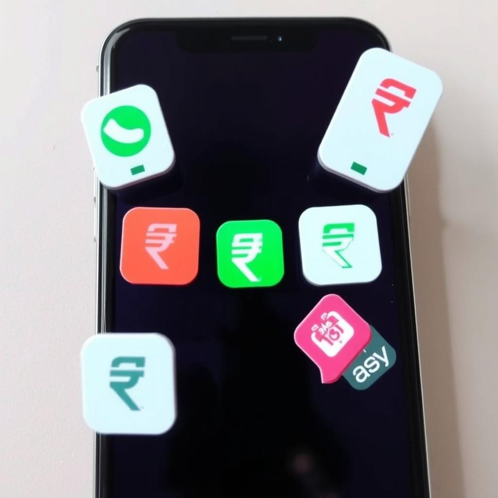 Ilustrasi smartphone dengan banyak aplikasi dompet digital yang terbuka sekaligus