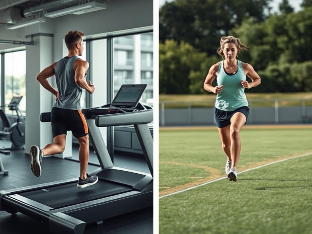 Latihan treadmill indoor dan interval sprint di lapangan terbuka Latihan treadmill indoor dan interval sprint di lapangan terbuka
