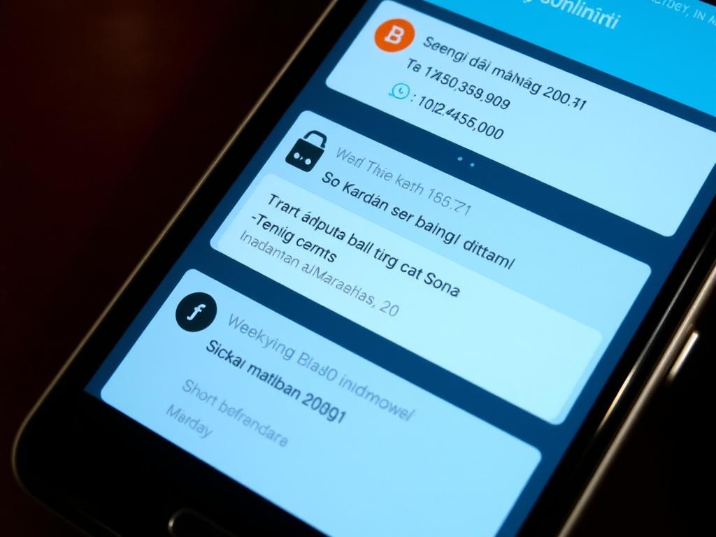 Tampilan notifikasi transaksi dan saldo pada smartphone