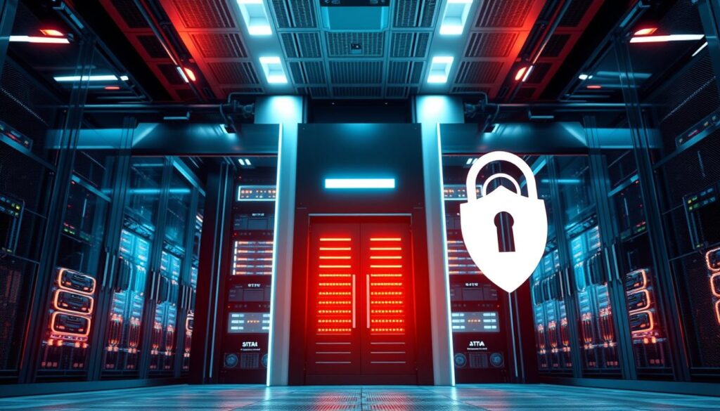 A secure data fortress, its sleek and modern exterior gleaming under warm, directional lighting. The interior is meticulously organized, with backup servers, encrypted databases, and advanced access controls visible through transparent panels. In the foreground, a stylized data icon hovers, symbolizing the protection of sensitive information. The overall atmosphere conveys a sense of confidence, stability, and technological sophistication - essential elements for a reliable online business transaction platform.