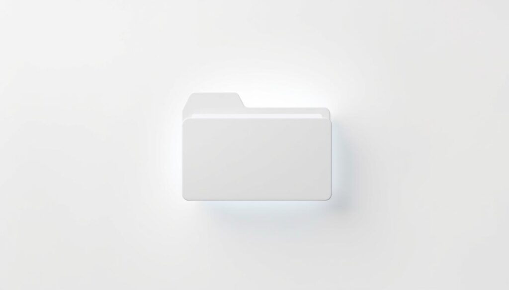 A sleek, minimalist folder icon hovering subtly on a pristine white background. The folder's shape is simple yet elegant, its edges crisp and defined. The interior is completely void, with no visible contents, conveying a sense of mystery and hidden potential. Subtle shadows beneath the folder suggest a three-dimensional depth, while soft ambient lighting from an unseen source casts a gentle glow. The overall impression is one of an invisible, yet accessible, digital storage space - a discreet yet functional tool ready to be discovered and utilized.